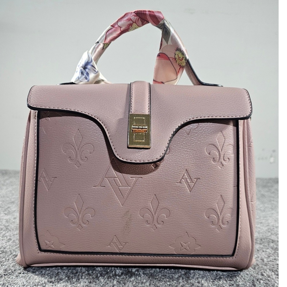 Adrienne Vittadini Satchel Womens Medium Embossed Fleur-de-Lis Top Handle Bag
